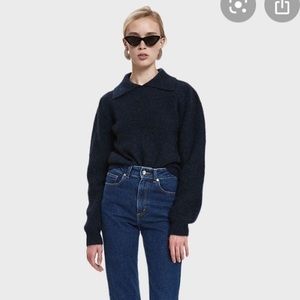 Ganni Dark Blue Mohair Sweater